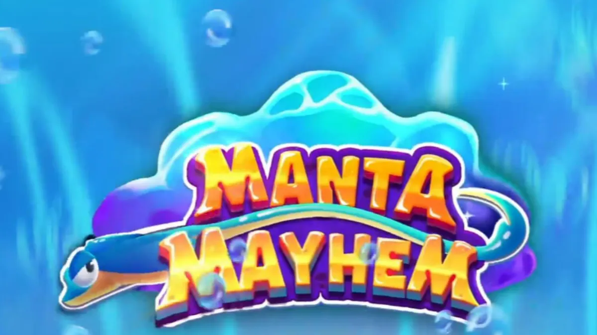 Manta Mayhem slot game interface na may makulay na coral reef at manta ray.